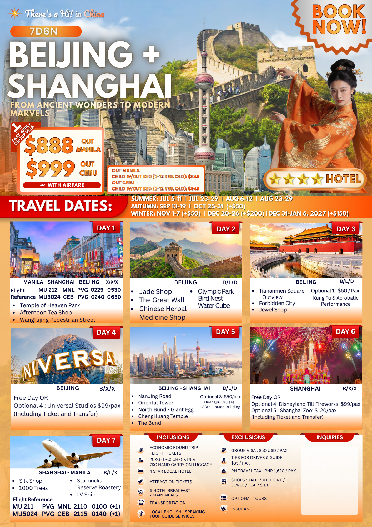 Beijing and Shanghai 7-day tour promo poster